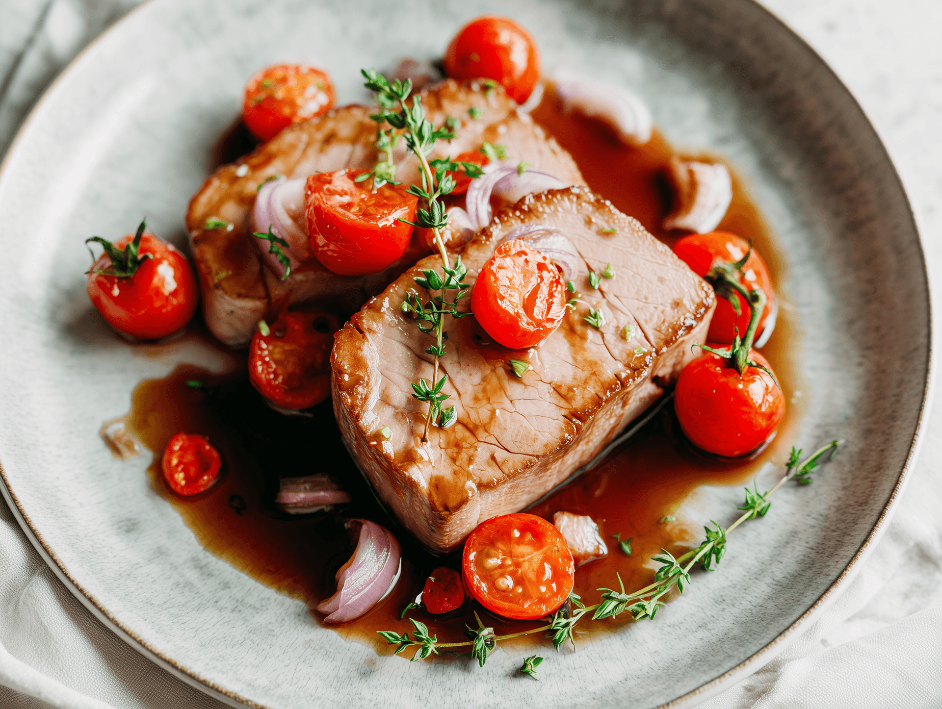 Тунец «Новогодний Восток» в соусе из граната, соевого соуса и корицы